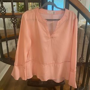 Time and Tru Pink Peplum Hem Bell Sleeve Top size XL 16/18